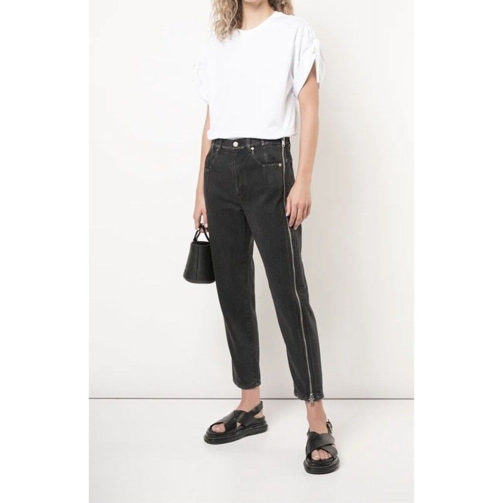 $395 3.1 Phillip Lim Women's Black High-Rise Zip Detail Jeans Pants Sz 0 (XS /S) - Picture 1 of 14
